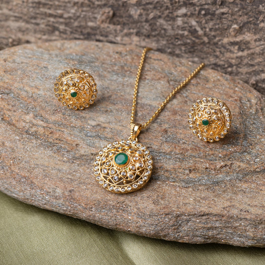 Gold Diamond Pendant Set